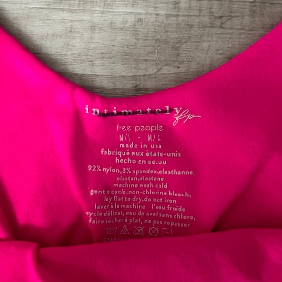 Free People/Intimately FP Neon Pink Clean Lines Bodysuit- Size M/L - Picture 3 of 4